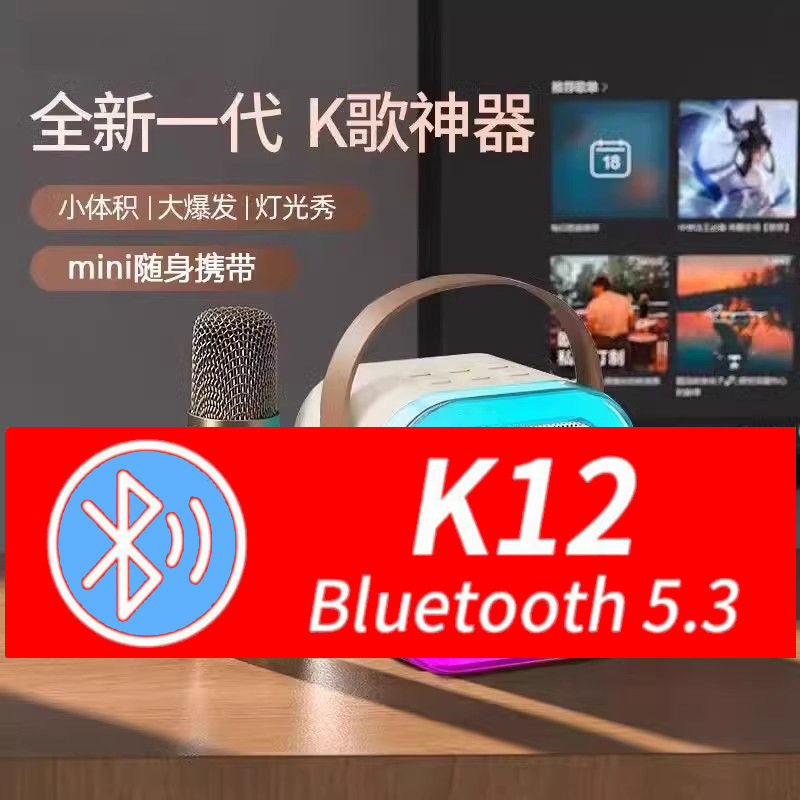 K12话筒音响麦克风KTV套装蓝牙儿童广场舞音箱一体K歌带便携