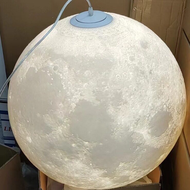 北欧3D打印月球吊灯现代简约儿童房餐厅卧室阳台个性家用星球吊灯
