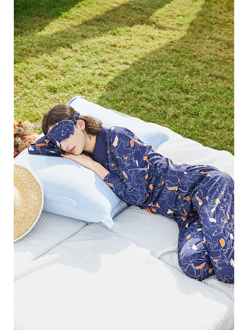 NoirTease24年新款春季丝质薄款印花睡衣女士长袖家居服两