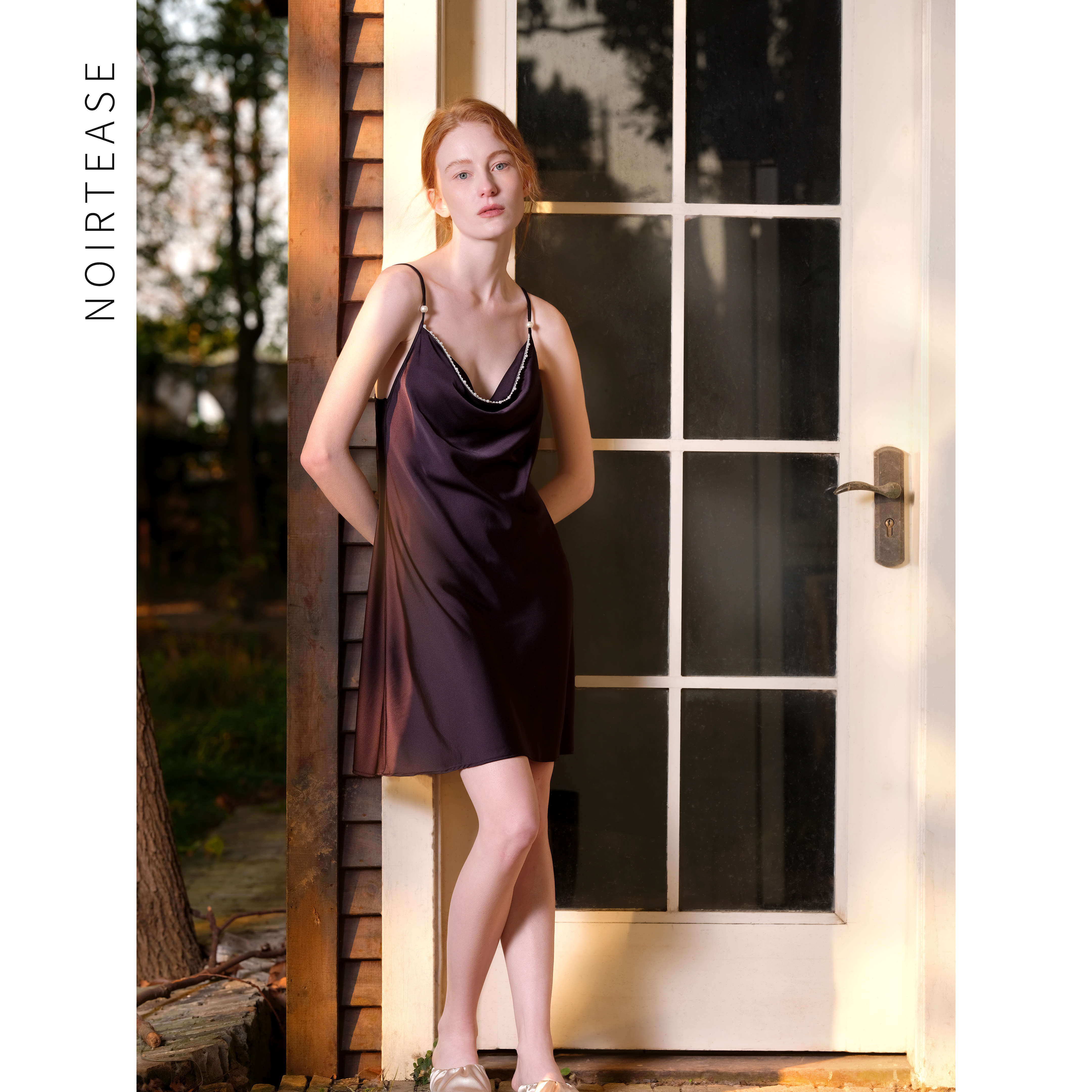 NoirTease新款春夏薄款缎面吊带睡衣修身性感睡裙女打底裙可