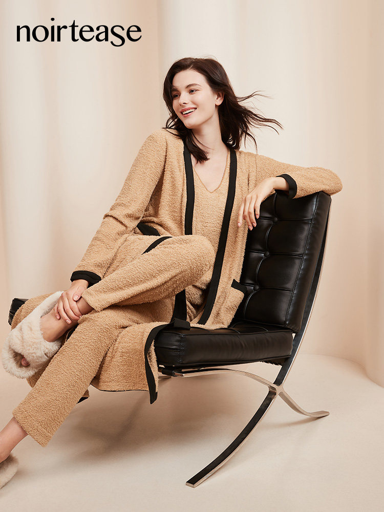 NoirTease秋冬加绒加厚女士睡衣保暖长袖家居服三件套装可外穿,女士内衣/男士内衣/家居服,睡衣/家居服套装,淘宝优惠券,粉丝福利购,淘宝优惠卷