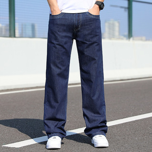 男宽松胖人加肥加大码 休闲纯棉裤 直筒长裤 男士 春夏阔腿薄款 牛仔裤