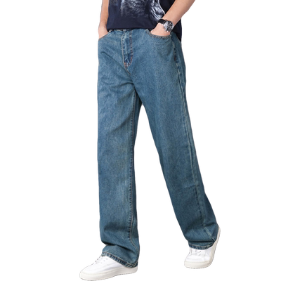 春季牛仔裤男宽松直筒男阔腿长裤