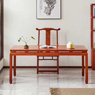 红木书桌新中式电脑桌花梨木办公桌实木书法桌刺猬紫檀写字台简约