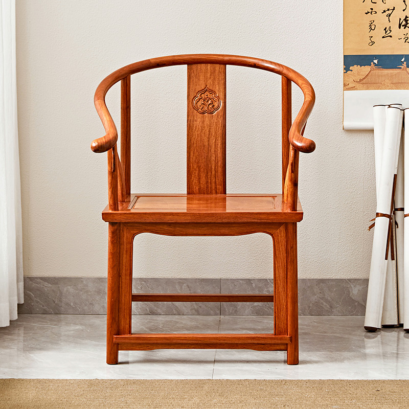 红木家具花梨木圈椅实木圆椅中式茶椅明式围椅简约刺猬紫檀太师椅