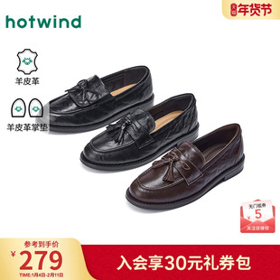 热风黑色小皮鞋女款2026年春季新款英伦风乐福鞋百搭通勤女鞋子