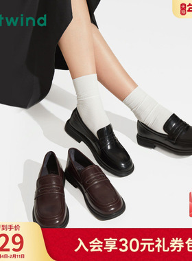 热风乐福鞋女款2026年春季新款软底单鞋复古英伦风黑色小皮鞋女鞋