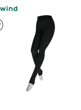 热风配件24冬新款女士连裤袜打底袜500D竖条微压踩脚裤-瘦