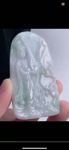 75-41.6-7.3mm,水润  巧雕昭君出塞吊坠，天然翡翠A货aaa6915十四