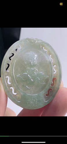 52-44.8-5.4mm,水润  镂空阿弥陀佛吊坠，天然翡翠A货aaa6915十四