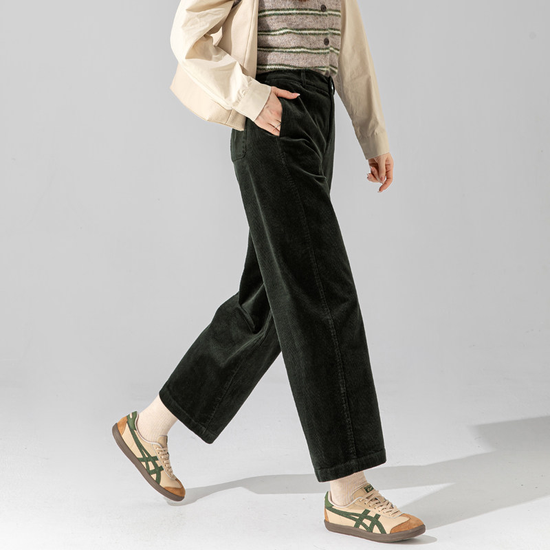 条绒裤子女2025新款秋冬九分高级感镰刀裤加绒灯芯绒休闲裤小个子