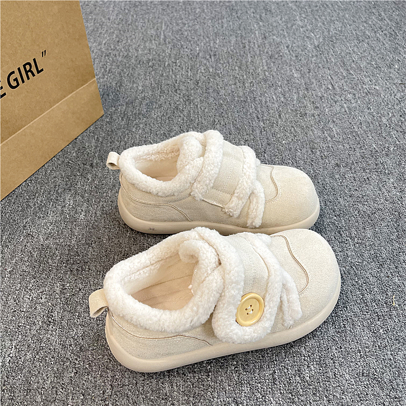 魔术贴圆头小土豆加绒加厚雪地靴女2025新款百搭棉鞋保暖防滑靴子