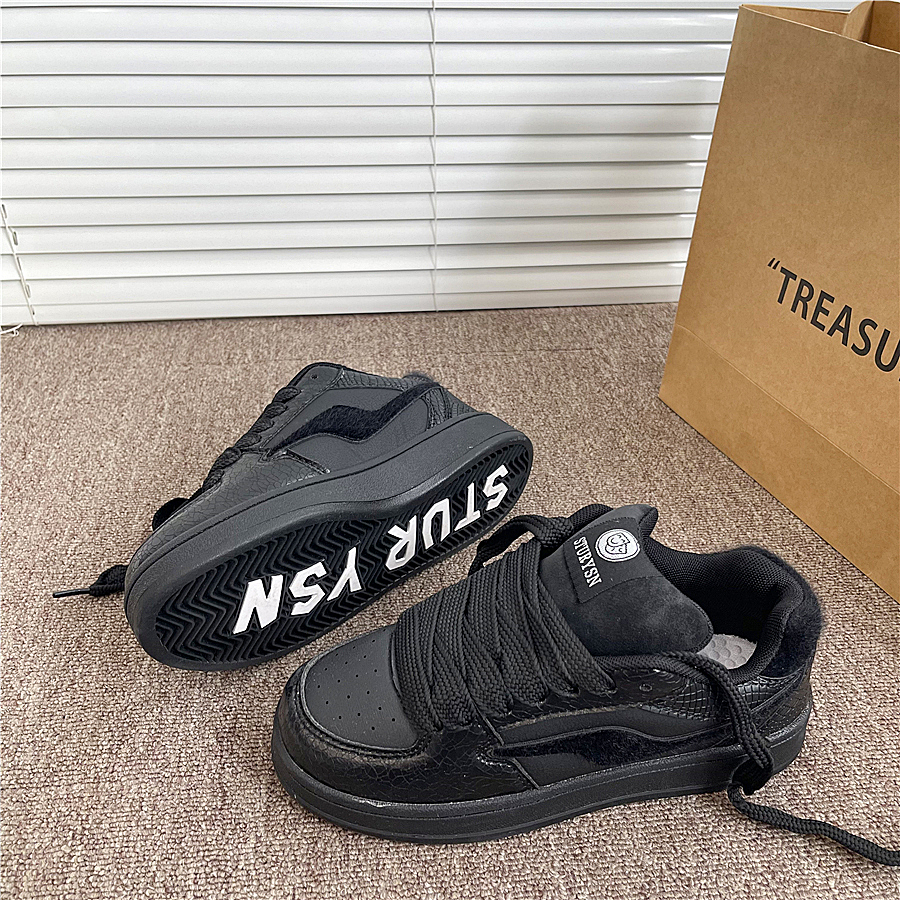 鞋子男韩版黑色面包鞋子女ins潮2025秋冬季新款学生百搭休闲板鞋