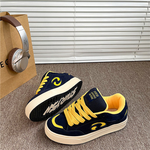 深蓝黄鞋子男2026春季新款学生韩版百搭运动鞋女ins厚底休闲板鞋