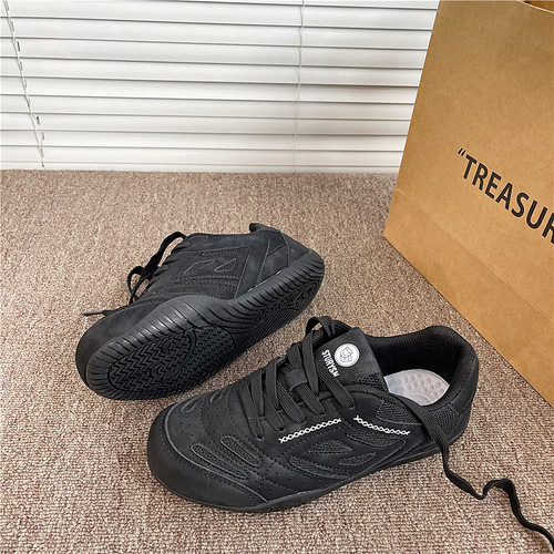 黑色情侣轻便舒适德训鞋男潮2026春季复古网面薄底新款运动鞋子女