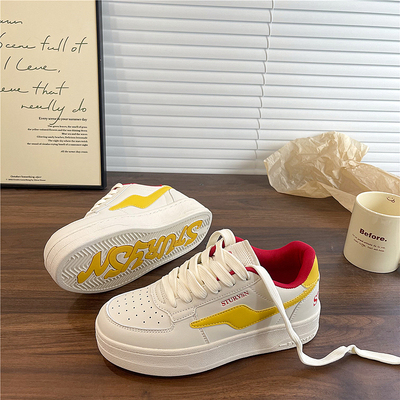 易少年 厚底德训板鞋女ins潮2025夏季新款港风小众百搭休闲小白鞋