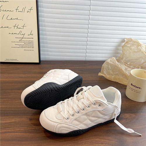 港风白色赛车德训鞋女ins潮2025冬季新款情侣薄底运动休闲鞋子男