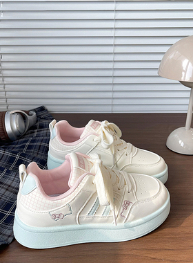 易少年 绿色板鞋女ins潮2026春季新款面包鞋小众百搭休闲小白鞋子