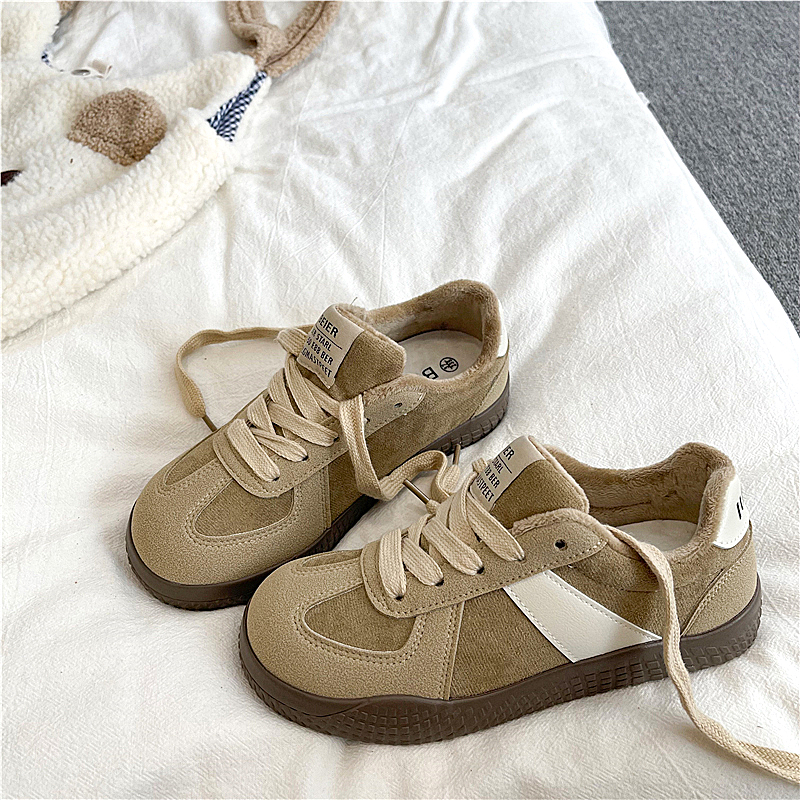 易少年 复古软底加绒保暖棉鞋ins潮2025冬季新款运动休闲德训板鞋