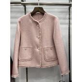 小香风纯色毛边设计双面呢羊绒短款 雅各卡洛2A 832商场正品 外套女