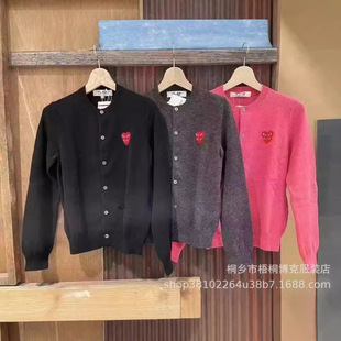 川久2023年PLAY川久叠心爱心羊毛针织开衫毛衣男女情侣羊毛衫长袖