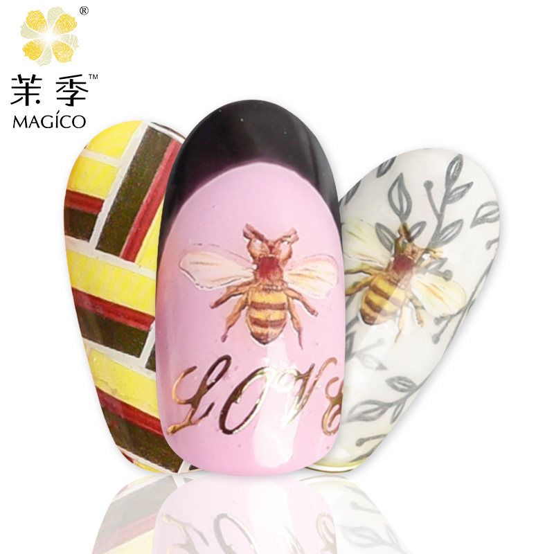 新品 magico茉季品牌超薄背胶美甲贴纸指甲贴美甲饰品刺绣蜂蜜