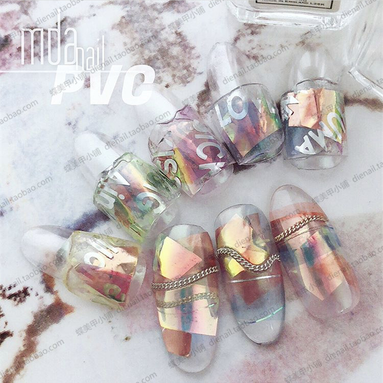 幻彩镜面玻璃纸美甲饰品dva同款