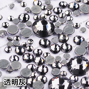 美甲饰品/手机美容 国贸A级平底钻 水晶玻璃钻 超闪亮 透明灰