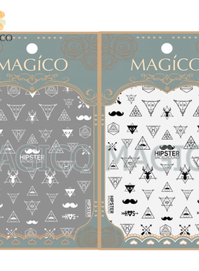 MAGICO茉纪品牌超薄背胶美甲贴纸 嬉皮士黑色/白色指甲贴