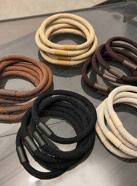 10条 黑色头绳橡皮筋少女扎头马尾皮筋基础纯色弹力发绳发圈皮套