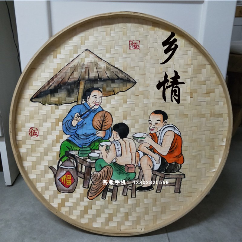 簸箕画田园茶庄饭店火锅店复古墙面挂件农家乐装饰画家的味道挂画 家居饰品 其他装饰画 原图主图