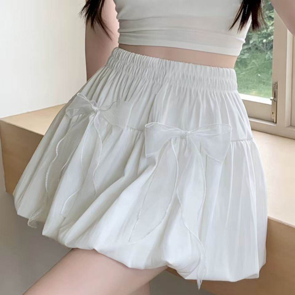 蝴蝶结百褶半身裙女夏季2