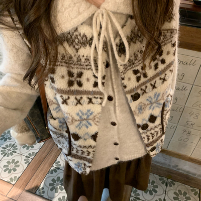 TheDouerr 芬兰漫雪费尔岛羊羔毛马甲保暖小个子背心上衣