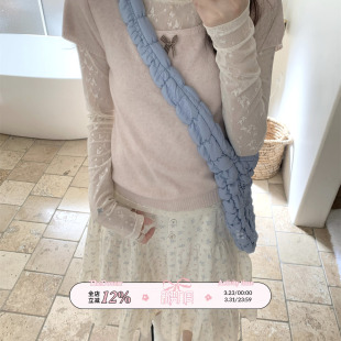 圆领上衣微透薄纱打底衫 款 银河落纱蝴蝶结百搭修身 TheDouerr