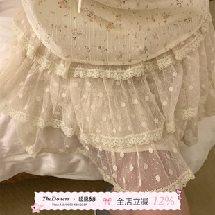 TheDouerr 夏日暮野米色波点网纱蛋糕蓬蓬裙蕾风半身裙小个子