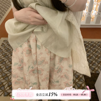 TheDouerr 花盏仲夏夜松紧腰中裙半身裙