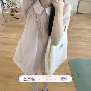 3.7 泡泡粉梦天丝娃娃领花边少女感连衣裙 TheDouerr