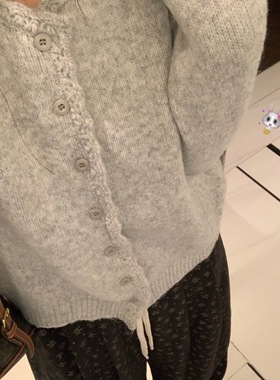 TheDouerr 少女手札软糯花边开衫毛衣两色入