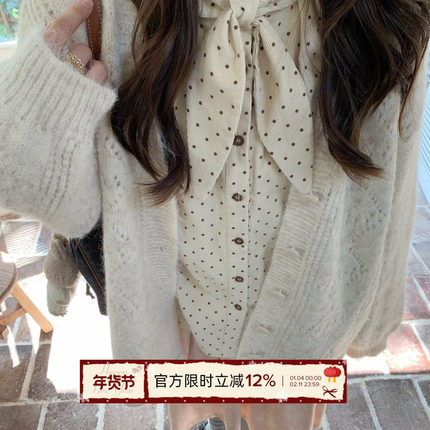 TheDouerr 洛可可舞曲兔耳朵温柔风蝴蝶结百搭长袖衬衫