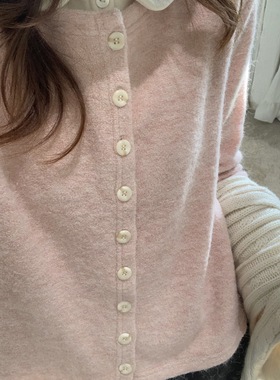 TheDouerr 芝士樱花卷羊毛保暖纽扣打底开衫