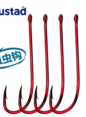 Mustad慕斯达长柄钩90234黄鳝钩 活饵钩血虫钩直柄钩长柄钩鱼钩