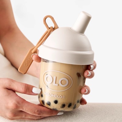 HOLOHOLO喝珍珠奶茶杯子加开水