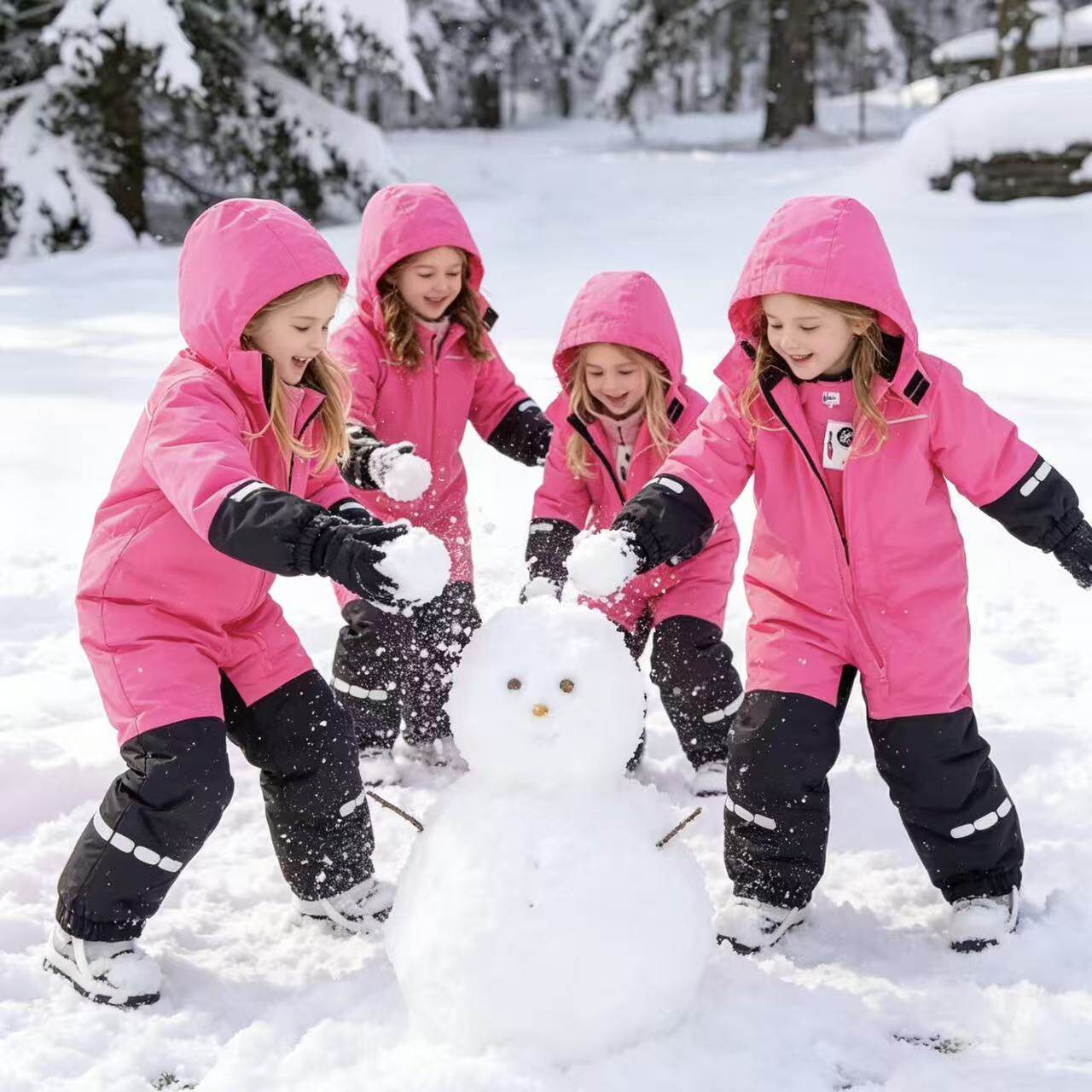 芬兰品牌严寒款儿童连体滑雪服防水户外保暖玩雪可拆卸帽连体衣