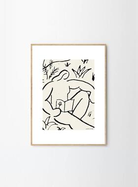 北欧poster club简约手绘风抽象海报客厅卧室组合装饰画画芯定制