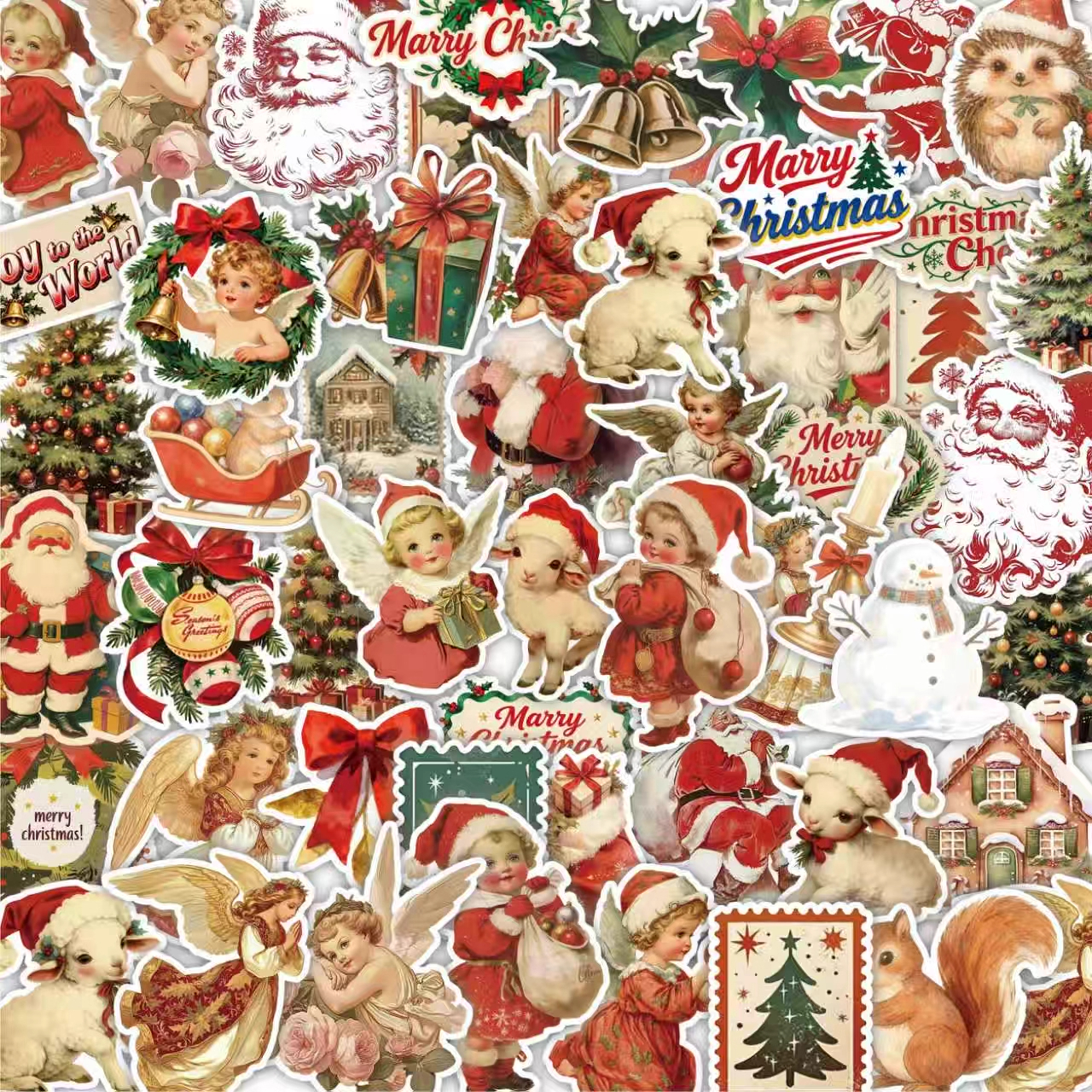 120张复古圣诞节贴纸笔记本电脑手账本手机壳ipad水杯装饰贴画