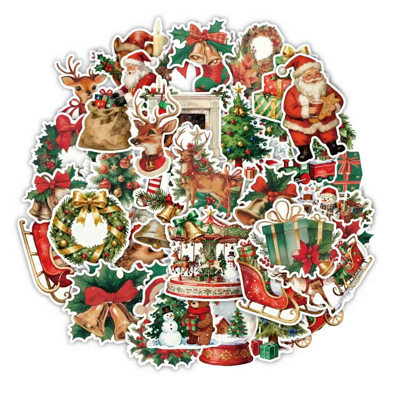 120张水杯装饰贴画复古圣诞节