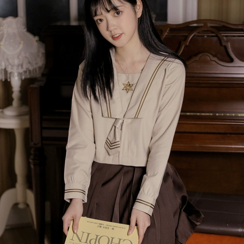 Демисезонная милая студенческая юбка в складку, японский лонгслив, комплект для школьников, увеличенная толщина