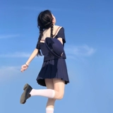 Японская оригинальная базовая студенческая юбка в складку, летний комплект, короткий рукав