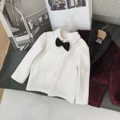 演出服礼服上衣学生 翻领领带打底衫 男童装 宝宝小绅士儿童白色衬衫