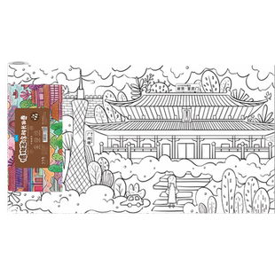 悦声儿童涂鸦画卷填色绘画画纸幼儿园宝宝涂色画布不脏墙加厚超长3米长画纸可贴墙名胜古迹大画布马克笔可用